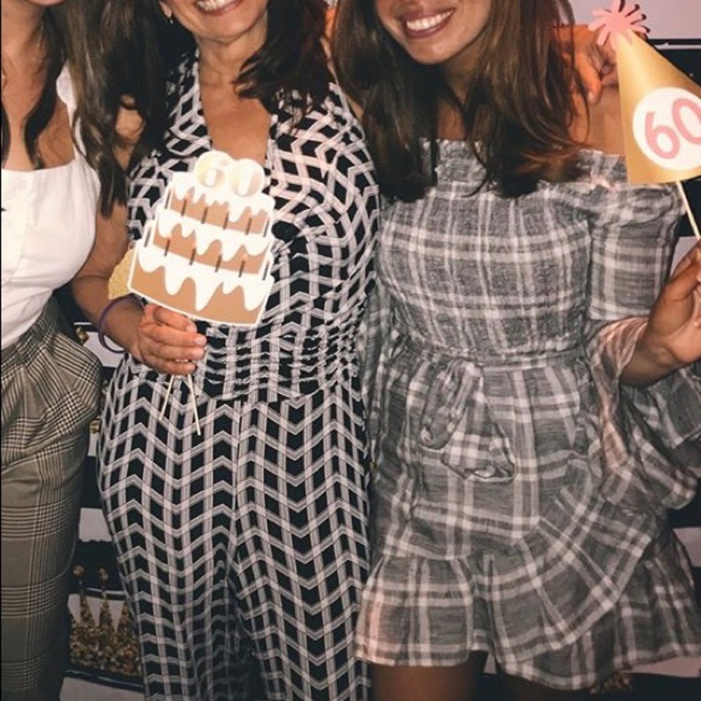 Off the Shoulder Checkered Dress